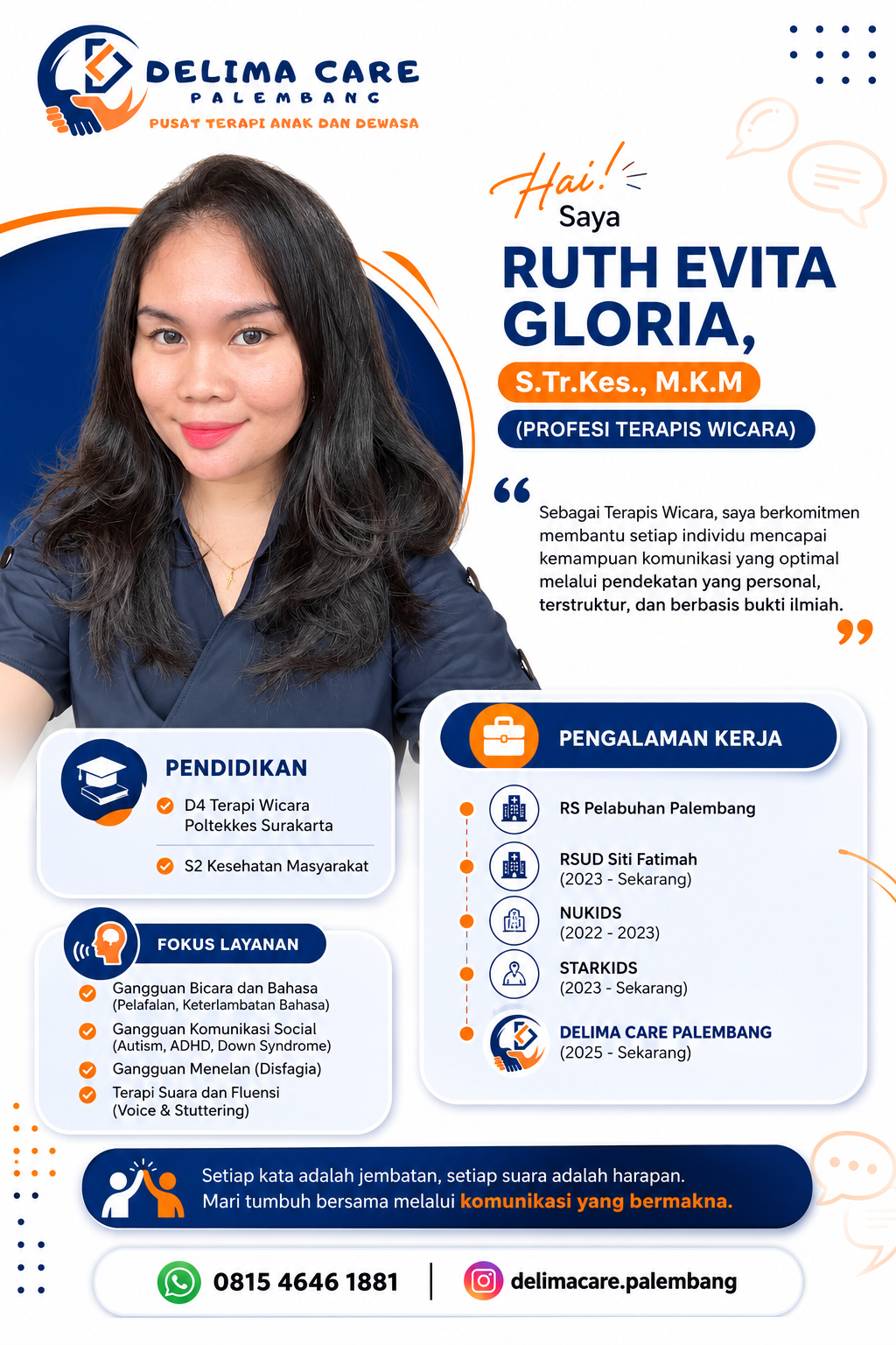 Ruth Evita Gloria, Terapis Wicara